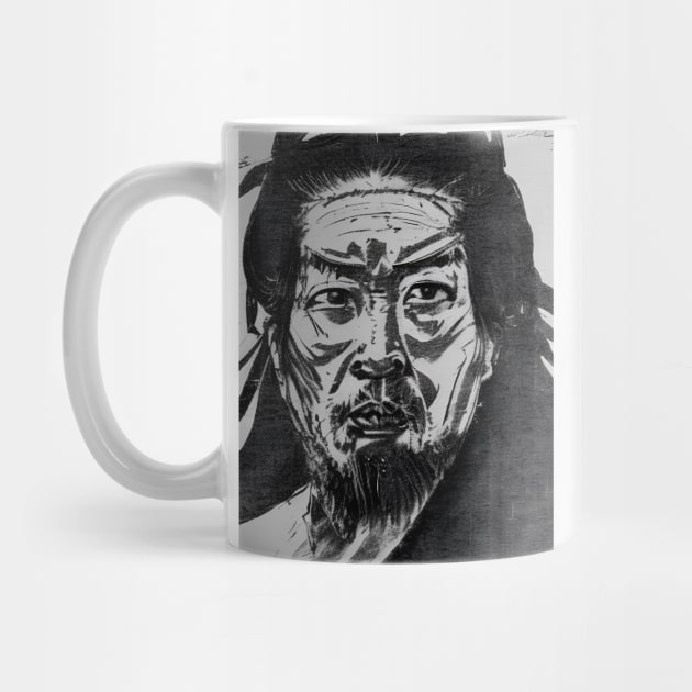 Miyamoto musashi portrait coal drawing by Ravenglow